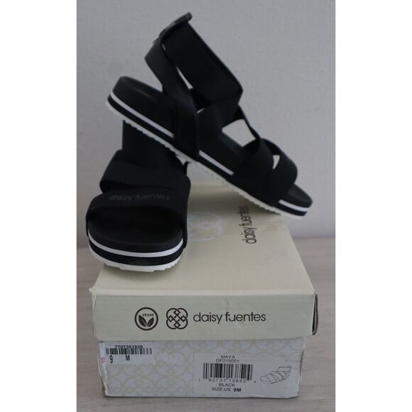 Daisy Fuentes DF215001 Women's Sz 9M Black Maya Open Toe Strappy Sandals - Picture 1 of 10